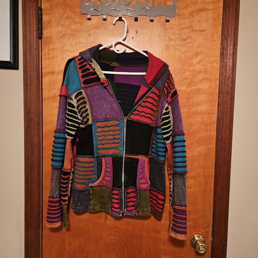 Rising International Multicolor Patchwork Cardigan - image 1